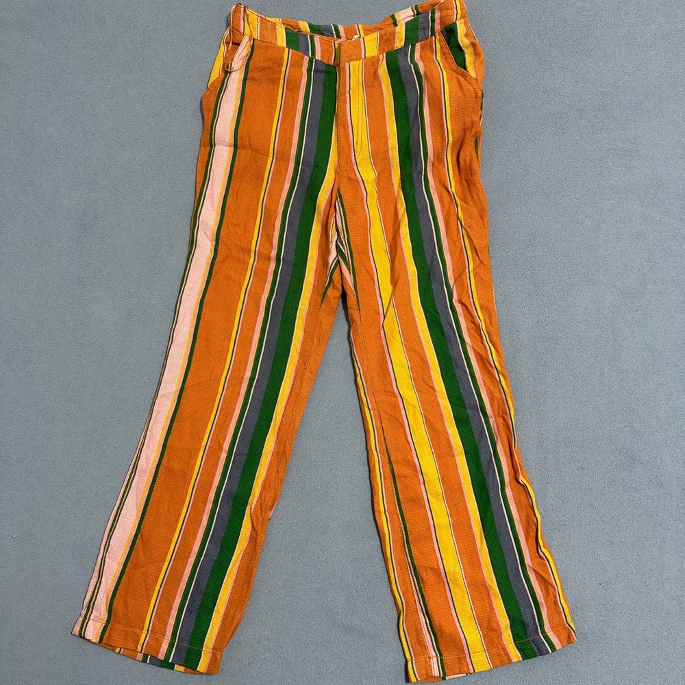 Free People Slim Crop Pants Pull-On Striped Stretch Multicolor‎ Womens Size 2